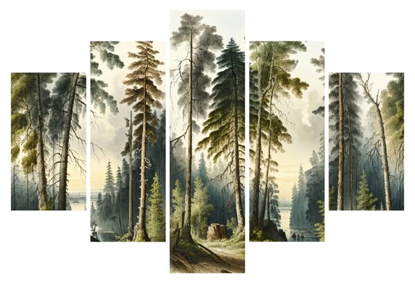 Tablou - Peisaj de epocă de păduri (150x105 cm)