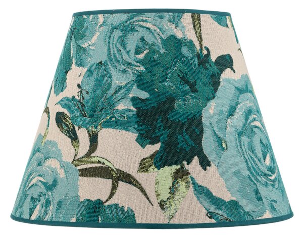 Duolla Abajur Sofia Înălțime 25 cm, model floral turcoaz, Albastru, Țesătură / Textil