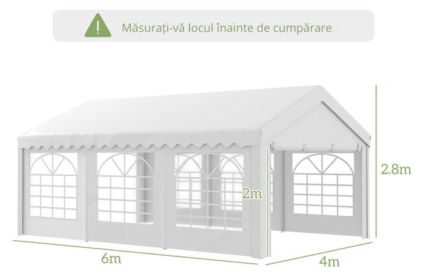 Outsunny Foisor de gradina si Exterior Marchiza pentru Petreceri Nunta si Cadru din Otel 6 x 4 m | Aosom Romania