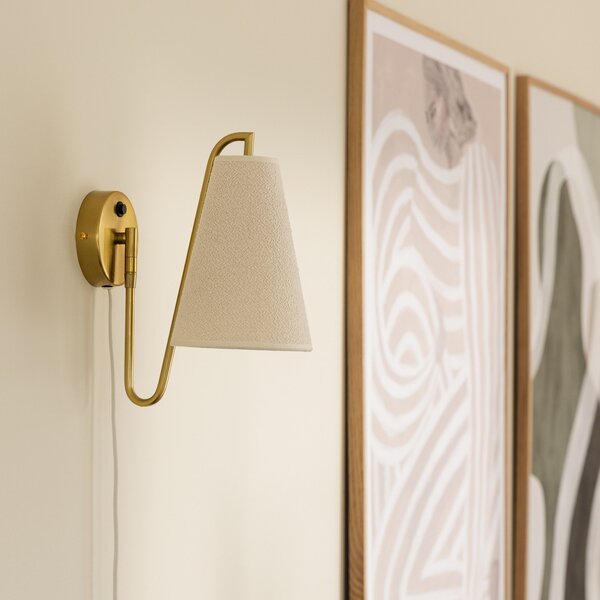 Lampă de perete Globen Lighting, Lou Bouclè, Alb, Camera de zi, Țesătură / Textil, Design