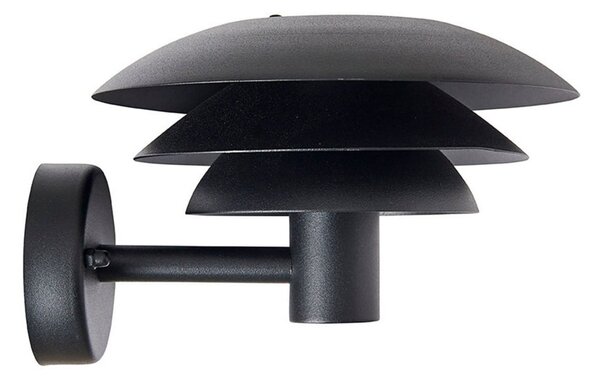 Dyberg Larsen Aplică de perete pentru exterior DL20 negru Ø 20cm, reglabil, Negru, Metal, Design