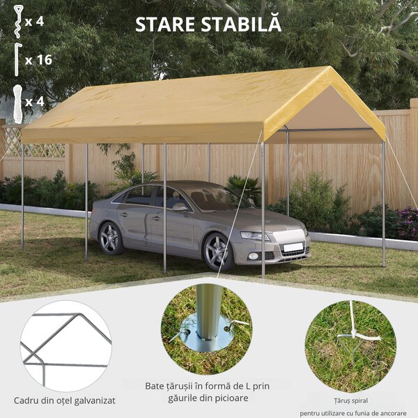 Outsunny Garaj Cort 6x3m, Portabil, Ideal pentru Grădină, Cort cu Copertină, Adăpost Depozitare, Ușor de Asamblat | Aosom Romania