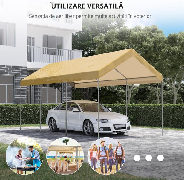 Outsunny Garaj Cort 6x3m, Portabil, Ideal pentru Grădină, Cort cu Copertină, Adăpost Depozitare, Ușor de Asamblat | Aosom Romania