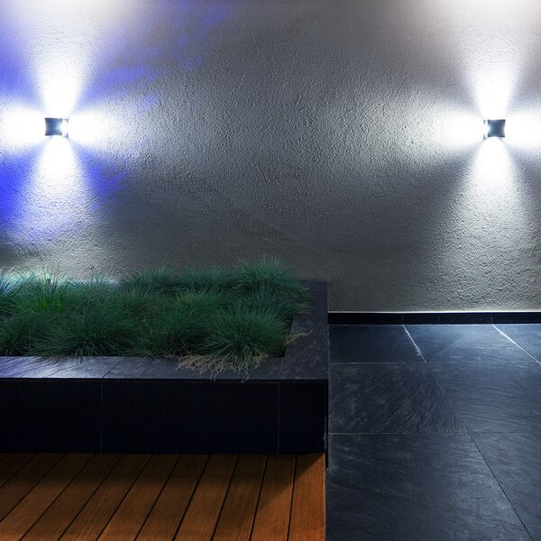 DOTLUX WAY LED în aer liber lumina de perete 3.000K, Gri, Metal, Modern, Priză de perete sus / jos