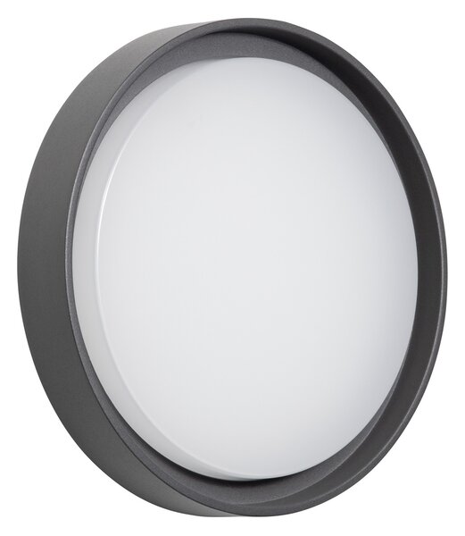 DOTLUX WALLround LED lampă de perete pentru exterior, gri închis, Ø 25 cm, Gri, Metal, Modern