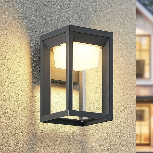 PRIOS Prios LED lampă de perete pentru exterior Gamion, antracit, metal, IP54, Gri, Metal, Modern, Soclu de perete jos