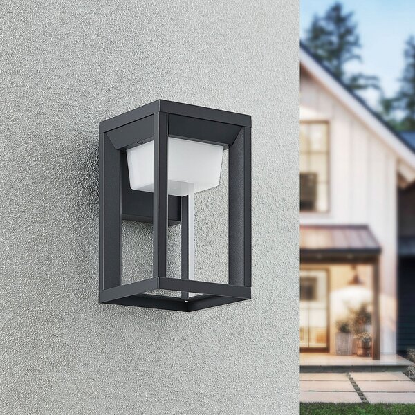PRIOS Prios LED lampă de perete pentru exterior Gamion, antracit, metal, IP54, Gri, Metal, Modern, Soclu de perete jos