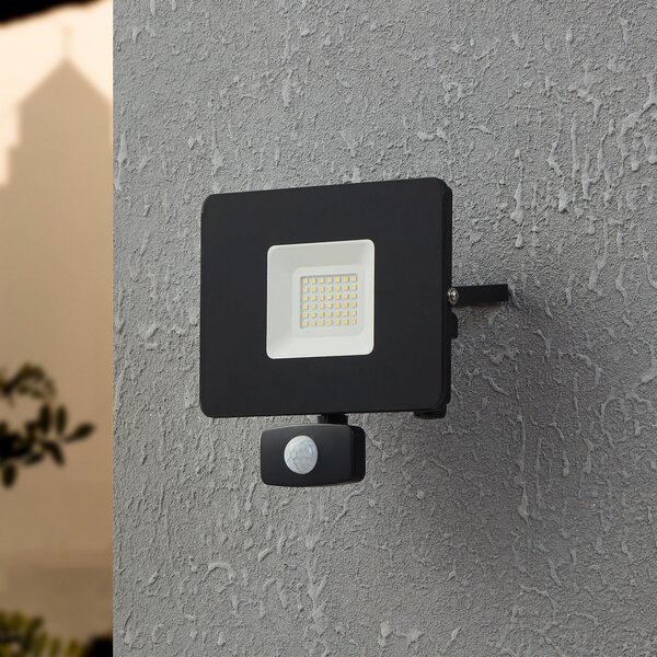 EGLO Proiector LED exterior Faedo 3, senzor, negru, 30W, Negru, Metal, Modern
