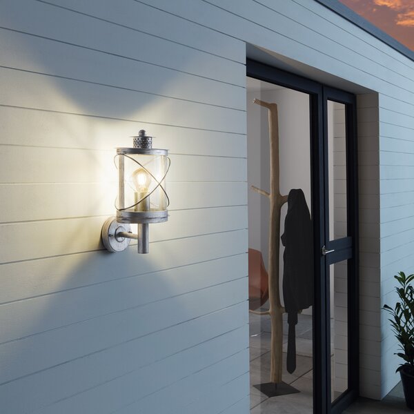 EGLO Aplică de exterior Hilburn 1 cu abajur decorativ, reglabil, Gri, Metal