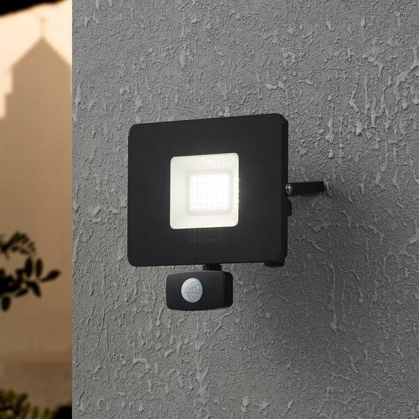 EGLO Proiector LED exterior Faedo 3, senzor, negru, 30W, Negru, Metal, Modern