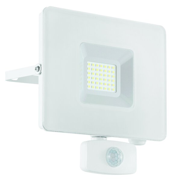 EGLO Proiector LED exterior Faedo 3 cu senzor, alb, 30W, Alb, Metal, Modern