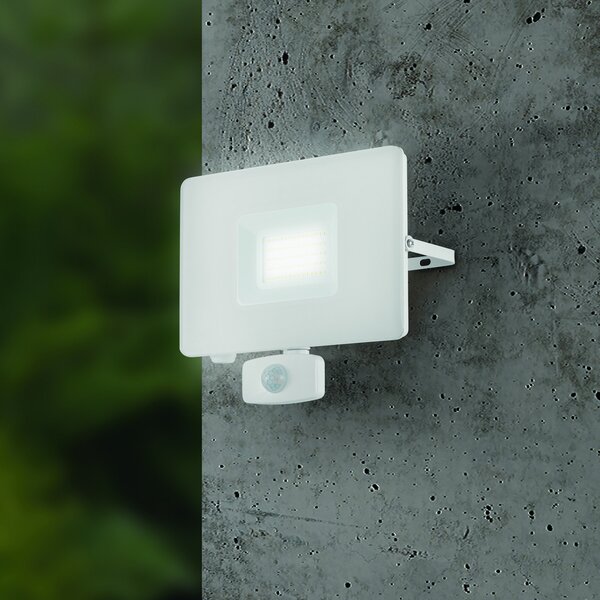 EGLO Proiector LED exterior Faedo 3 cu senzor, alb, 50W, Alb, Metal, Modern