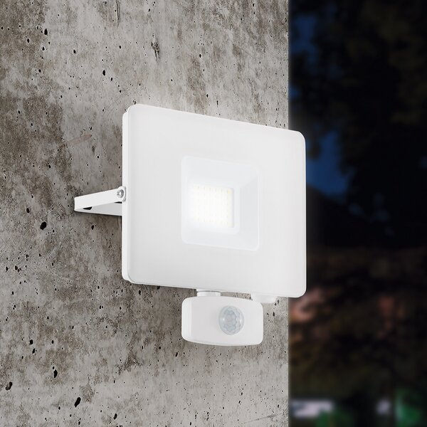 EGLO Proiector LED exterior Faedo 3 cu senzor, alb, 30W, Alb, Metal, Modern