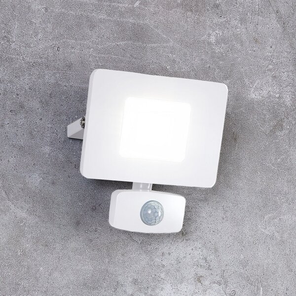 EGLO Proiector LED exterior Faedo 3 cu senzor, alb, 20W, Alb, Metal, Modern