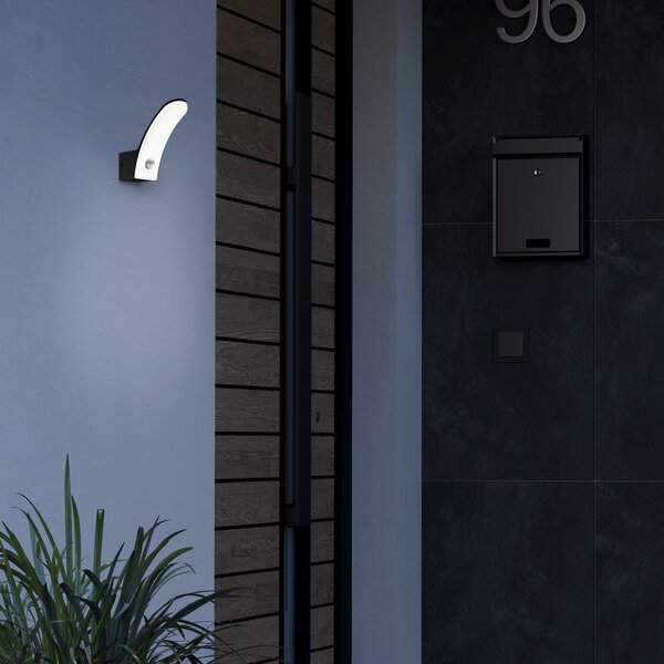 EGLO Aplică LED de exterior Fiumicino cu senzor, Negru, Metal, Modern