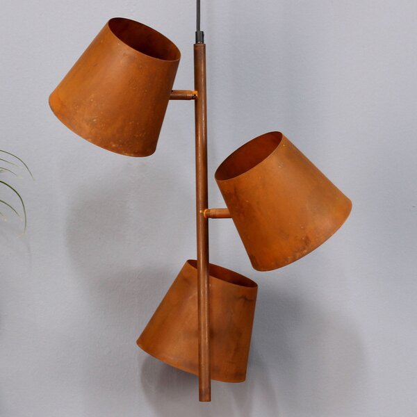 Eco-Light Colt lampă suspendată, trei surse, ruginiu patinat, reglabil, Maro / Rugină, Camera de zi / sufragerie, Metal
