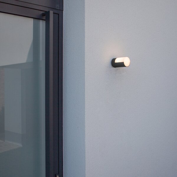 LUTEC Aplică LED de exterior Cyra, 1 becuri, negru mat, Negru, Metal, Modern, Perete rotund