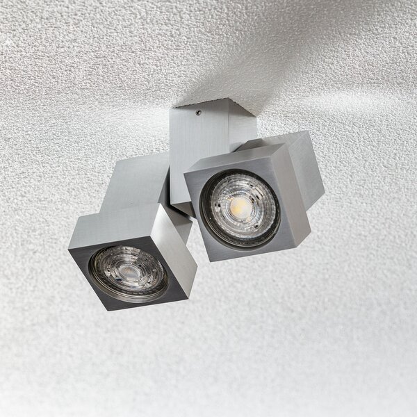 Egger Licht STYLE Q proiector de plafon / perete 2 surse alu., reglabil, Metalic, Camera de zi / sufragerie, Metal, Modern