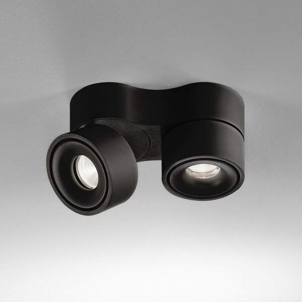 Egger Licht EGG DLS LED spot de plafon Clippo Duo, negru, 2.700K, reglabil, Negru, Studiu / Birou, Metal, Modern