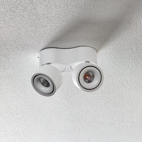 Egger Licht Clippo S Duo spot LED de tavan, alb, 3.000K, reglabil, Alb, Studiu / Birou, Metal, Modern