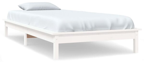Cadru de pat, alb, 100x200 cm, lemn masiv de pin