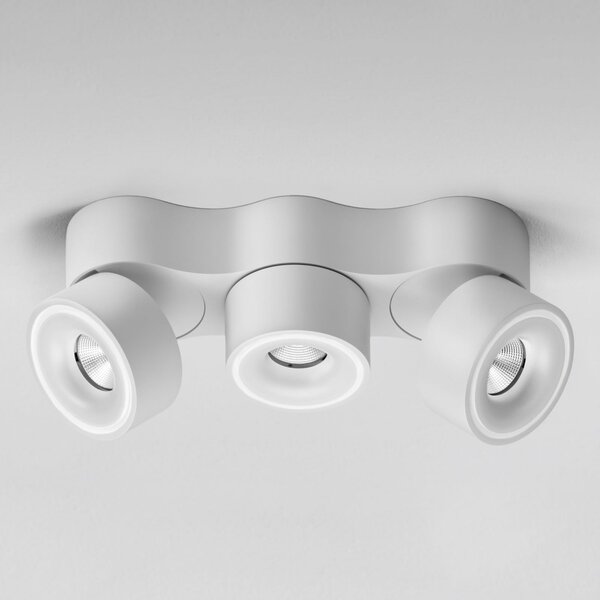 Egger Licht DLS LED spot Clippo Trio, 3 becuri, alb, dimabil, reglabil, Alb, Studiu / Birou, Metal, Modern
