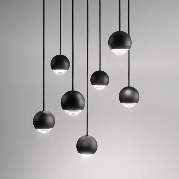 Egger Licht EGG DLS LED lampă suspendată Cleo, negru, reglabil, Negru, Camera de zi / sufragerie, Metal, Modern