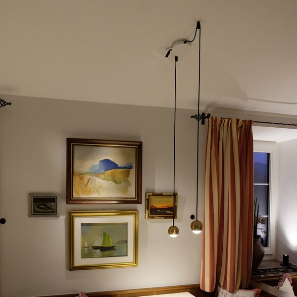 Egger Licht EGG DLS Lampă suspendată LED Cleo, culoarea alamei, reglabil, Auriu / Alamă, Camera de zi / sufragerie, Metal, Modern