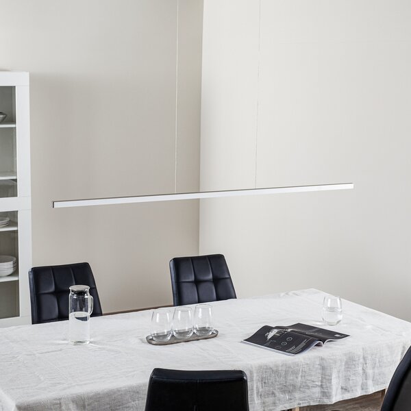 Evotec Orix lampă suspendată LED, albă, lungime 150 cm, Alb, Camera de zi / sufragerie, Metal, Modern