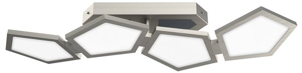 Evotec Poly plafonieră LED funcțională, cu telecomandă, reglabil, Gri, Camera de zi / sufragerie, Metal, Modern