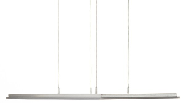 Evotec Pano lampă suspendată pătrată LED, metalic, reglabil, Gri, Camera de zi / sufragerie, Metal, Modern