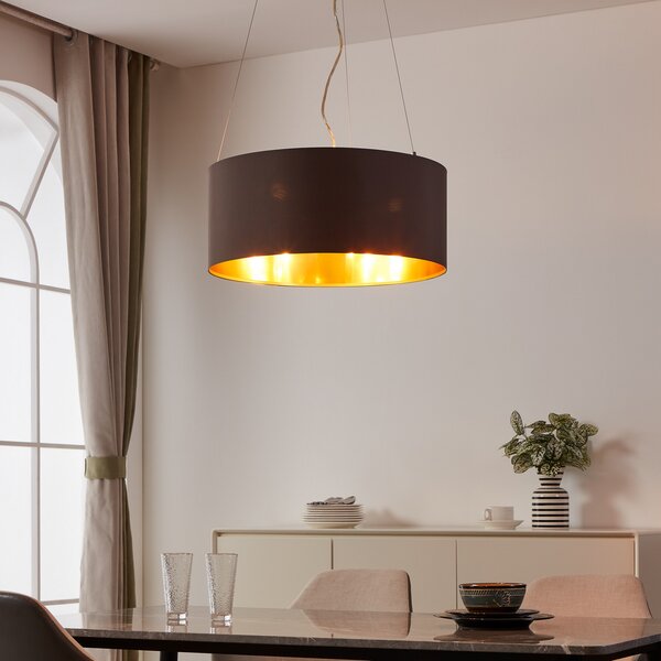 EGLO Maserlo lampă suspendată textilă cappuccino, 53 cm, reglabil, Maro / Rugină, Camera de zi / sufragerie, Metal, Modern