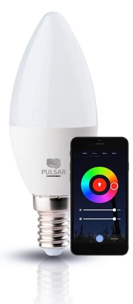 Bec LED Smart Pulsar Lumanare C37 6W E14 RGB CCT WiFi Bluetooth pentru Candelabre, Control Vocal Tuya, Eficienta Energetica, Iluminat Colorat