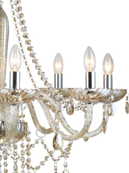 EGLO Basilano candelabru din sticlă 8 surse în cognac, reglabil, Metalic, Camera de zi / sufragerie, Metal