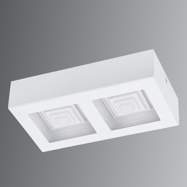 EGLO Ferreros - plafonieră LED, două surse, în alb, Alb, Camera de zi / sufragerie, Metal, Modern