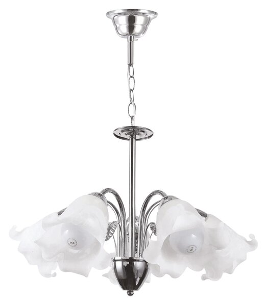 Lustra Lylian Moderna Alb si Crom 5xE27 60W pentru Living, Corp Iluminat Metalic Premium 5.3x4.9x5.8 cm, Design Elegant si Lumina Uniforma Acasa