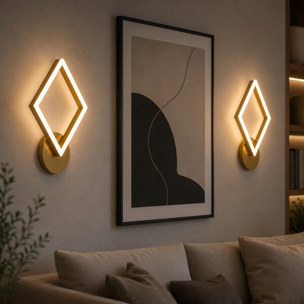 Aplica LED Erste Revi Auriu 20W 1700lm 3CCT 330x280x60mm Corp Iluminat Perete Modern Lux Design Elegant Interior Eficient Energetic Calitate Premium