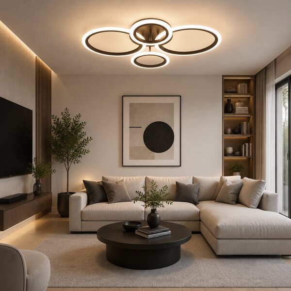 Lustră LED Erste Mira 550x400x116mm Maro 50W 3750lm 3CCT Dimabilă cu Telecomandă Modernă pentru Living și Dining Iluminat Interior Premium