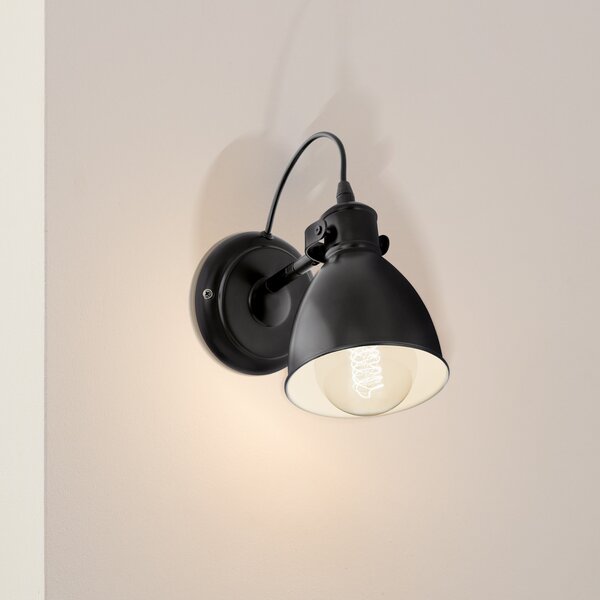 EGLO Priddy aplică vintage, neagră, reglabil, Negru, Camera de zi / sufragerie, Metal, Viața tânără
