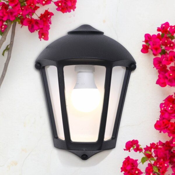 Aplică Exterior Fumagalli Fabio Negru 290x215mm IP55 E27, Design Italian Rezistent La Coroziune, Iluminat Modern Fațadă Terasă, Durabilă Fără Rugină
