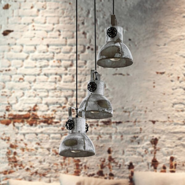 EGLO Barnstaple lampă suspendată, design industrial, reglabil, Gri, Camera de zi / sufragerie, Metal, Design industrial, Pandantive la pachet