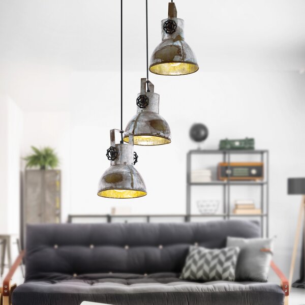 EGLO Barnstaple lampă suspendată, design industrial, reglabil, Gri, Camera de zi / sufragerie, Metal, Design industrial, Pandantive la pachet