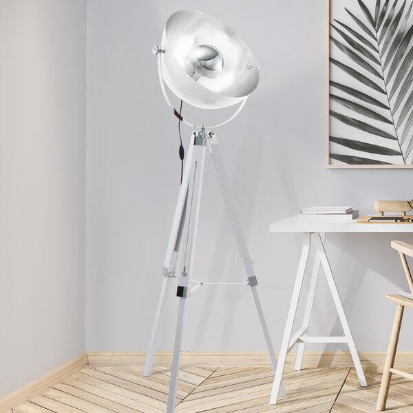 EGLO Covaleda Dreibein lampadar alb/argintiu, Alb, Camera de zi / sufragerie, Lemn, Modern, Tripod