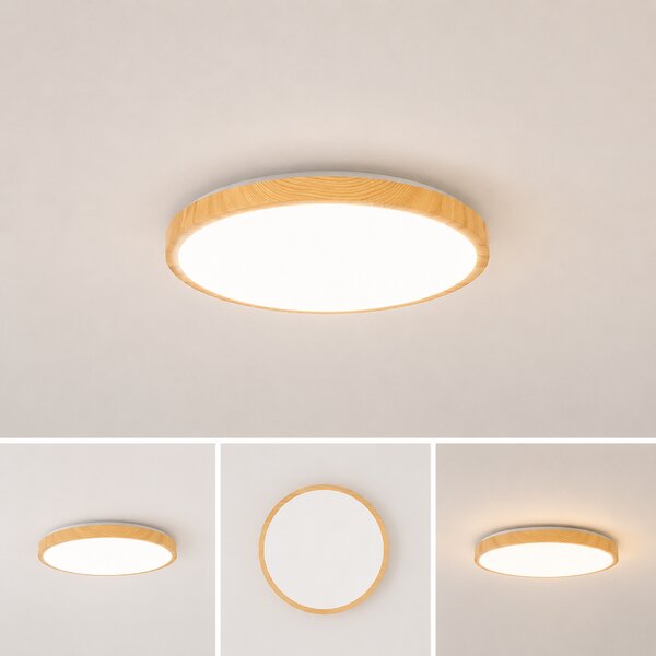 Plafoniera LED Erste Woody 35W 400x65mm, Design Rustic Modern, 3CCT 3000K-6000K Reglabila, Lumina Ambientala Inteligenta pentru Living si Dormitor
