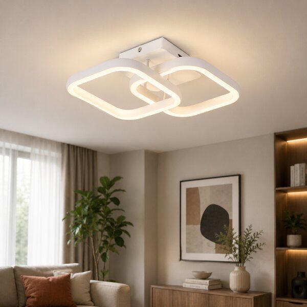 Aplica LED Erste Aria 28W 3CCT Alb Mat, Design Modern Curbat 330x260x90mm, Lumina Reglabila din Intrerupator pentru Living, Hol sau Dormitor