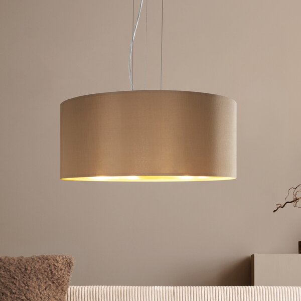 EGLO Maserlo lampă suspendată rotundă, bej-auriu, reglabil, Camera de zi / sufragerie, Țesătură / Textil, Modern
