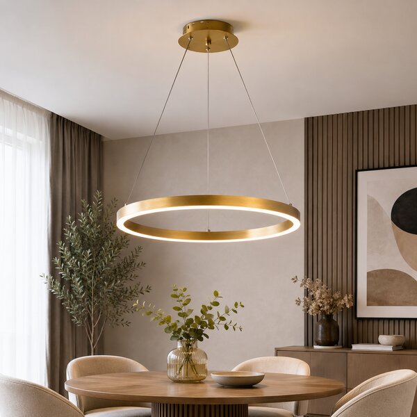 Pendul LED Erste Round Auriu 30W 2100lm 3CCT Dimabil Diametru 400mm Inaltime 830mm Corp Iluminat Suspendat Modern Elegant pentru Dining Living