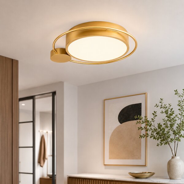 Plafonieră LED Erste Moon 28W 1400lm 3000K Auriu 440x70mm - Corp iluminat modern elegant pentru living sau dormitor cu design circular rafinat
