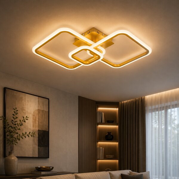 Lustra LED Erste ROW 62x41x11cm 56W 3360lm CCT Telecomanda Corp Iluminat Modern Interior Design Avangardist Eficienta Energetica Living Dormitor