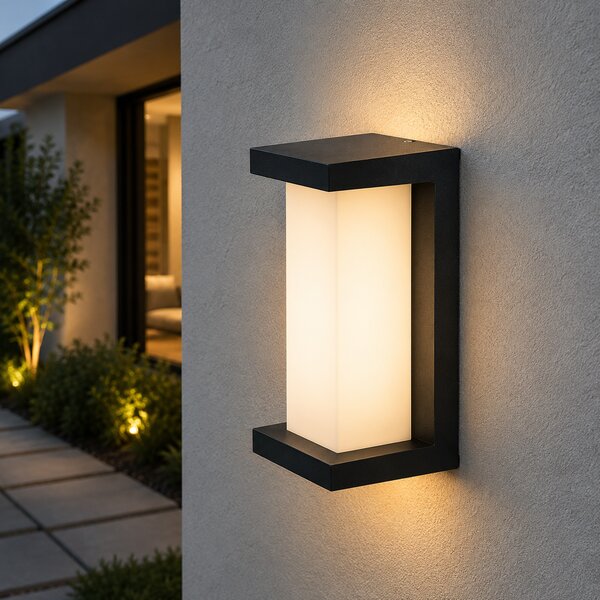 Aplica LED Exterior Erste Tanor 18W IP54 Negru Mat, Corp Iluminat Perete Modern, Lampa Fatada Puternica Rezistenta la Intemperii, Design Elegant